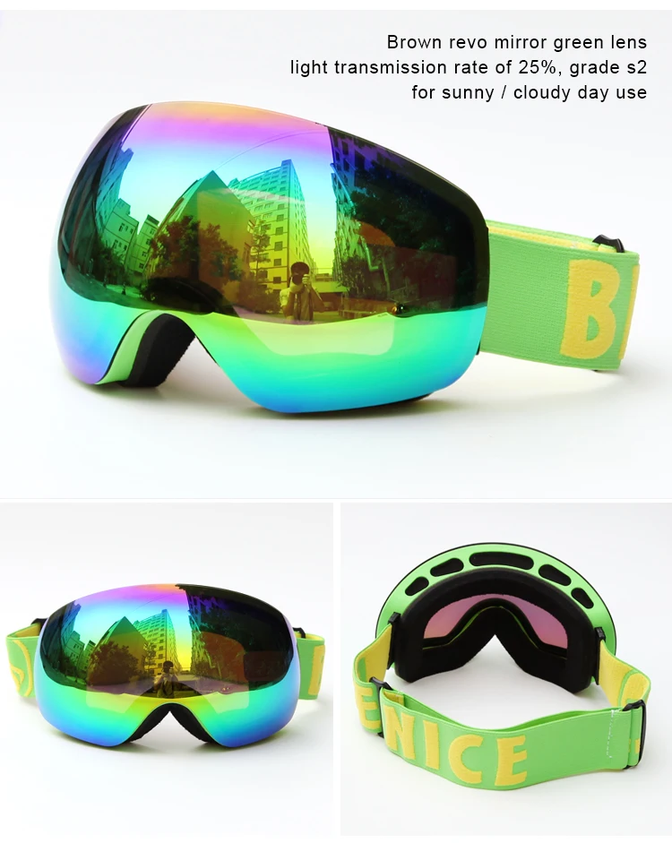 Профессиональные мужские и женские лыжные очки двухслойные UV400 Анти-туман большие лыжные очки маска очки катание на лыжах Снег Сноубординг очки
