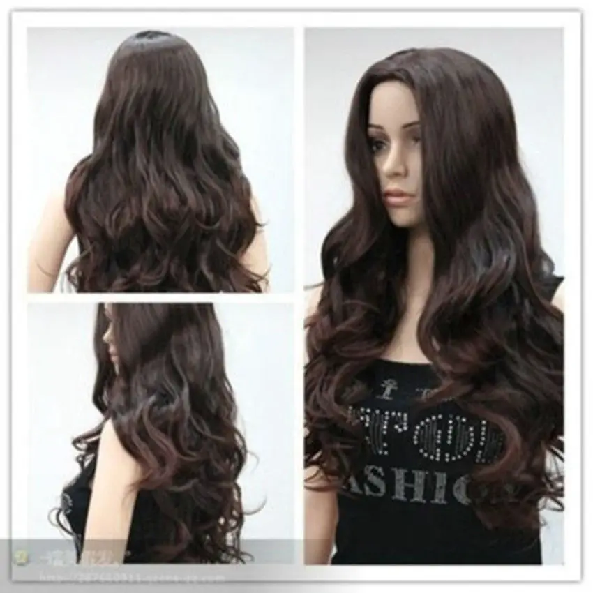 

Hot Sell!heat Party hair Free shipping**** Wholesale dark brown mixed long curly cosplay wig