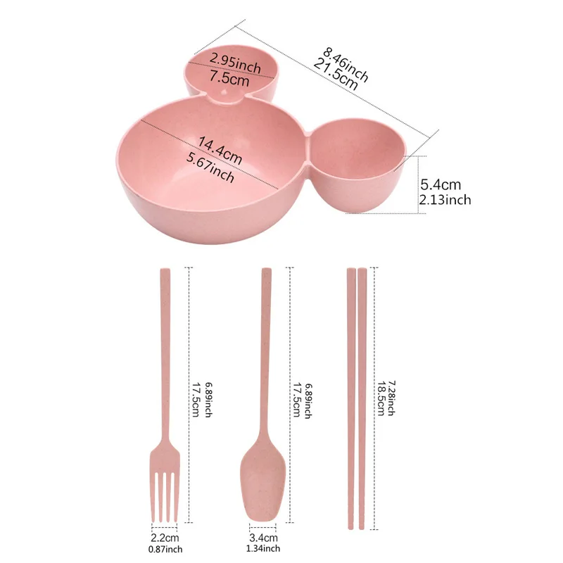 Пищевой пшеничный материал милый мультфильм Микки Маус большая чаша Фруктовая тарелка посуда блюдо для ложки палочки для еды набор посуды