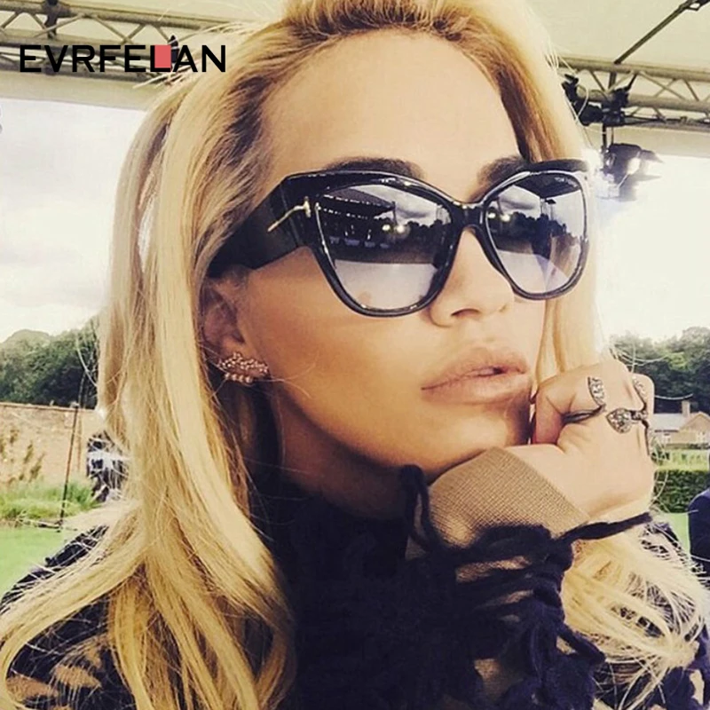 

Evrfelan Fashion Sexy Ladies Cat Eye Sunglasses Women Vintage Brand Design Sun Glasses Female Eyeglasses Oculos de sol UV400