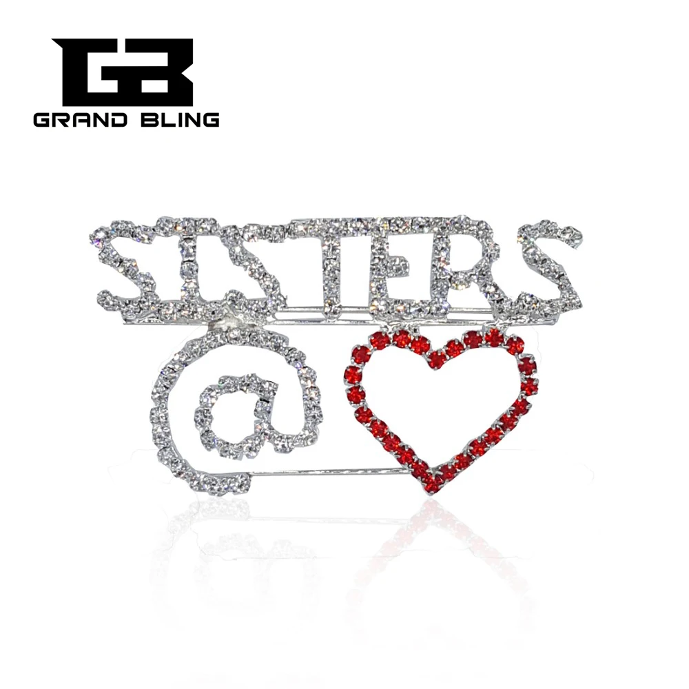 

Fancy Design Handmade Rhinestone Brooch Pin"SISTERS @ LOVE" Brooch Pins FREE SHIPPING