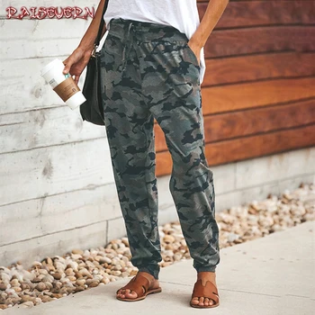 

RAISEVERN Camo Cargo Trousers Casual Army Pants Soldiers Military High Waist Camouflage Women Men Plus Size High Street 2019