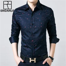 Мужская рубашка, повседневная,, модная, брендовая, весенняя, хлопковая, с длинным рукавом, облегающая, рубашка в горошек, мужская, с принтом, Chemise Homme X053