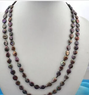 

huij 004902 50" 11mm coin black freshwater pearl necklace