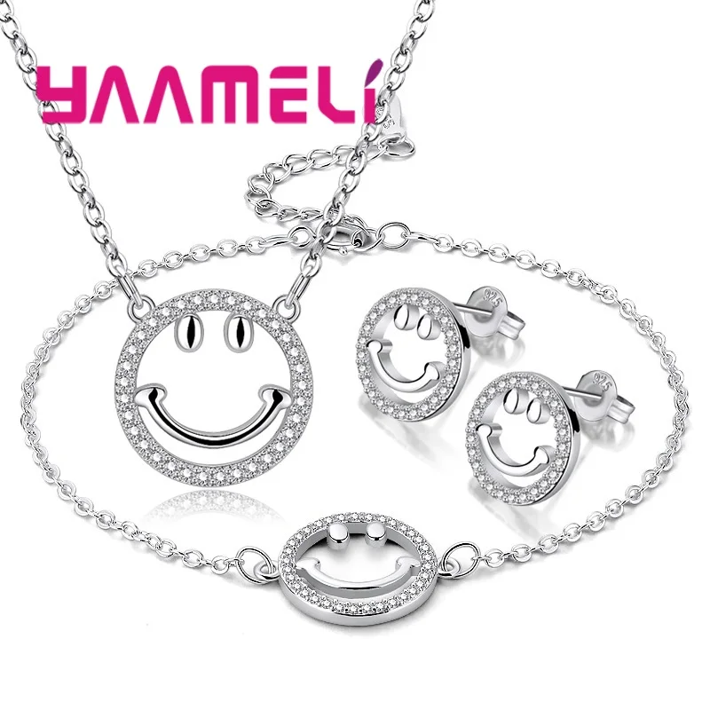 

Top Quality Pendant Necklace Stud Earrings Bracelet Bangles Suit For Women Girls Cut Gifts 925 Sterling Silver Pave Crystal