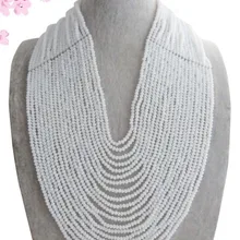 Амулеты 20 слоев белый Африканский бисер комплект ювелирных изделий Модные женские вечерние/обручальные ювелирные изделия для торжественного случая набор