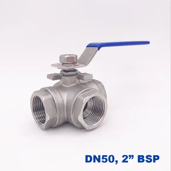 

High quality stainless steel switch ball valve 2 " inch BSP female DN50 SS304 L type T flow 3 way water ball valve