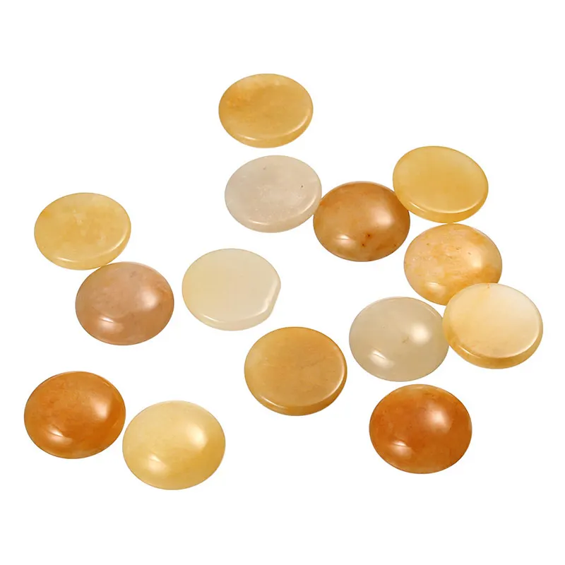 

6-20mm 5PCS/lot Coin Button Yellow Jades CAB cabochon Beads For Jewellery Making Beads Ring Pendant DIY Beads Trinket Gift