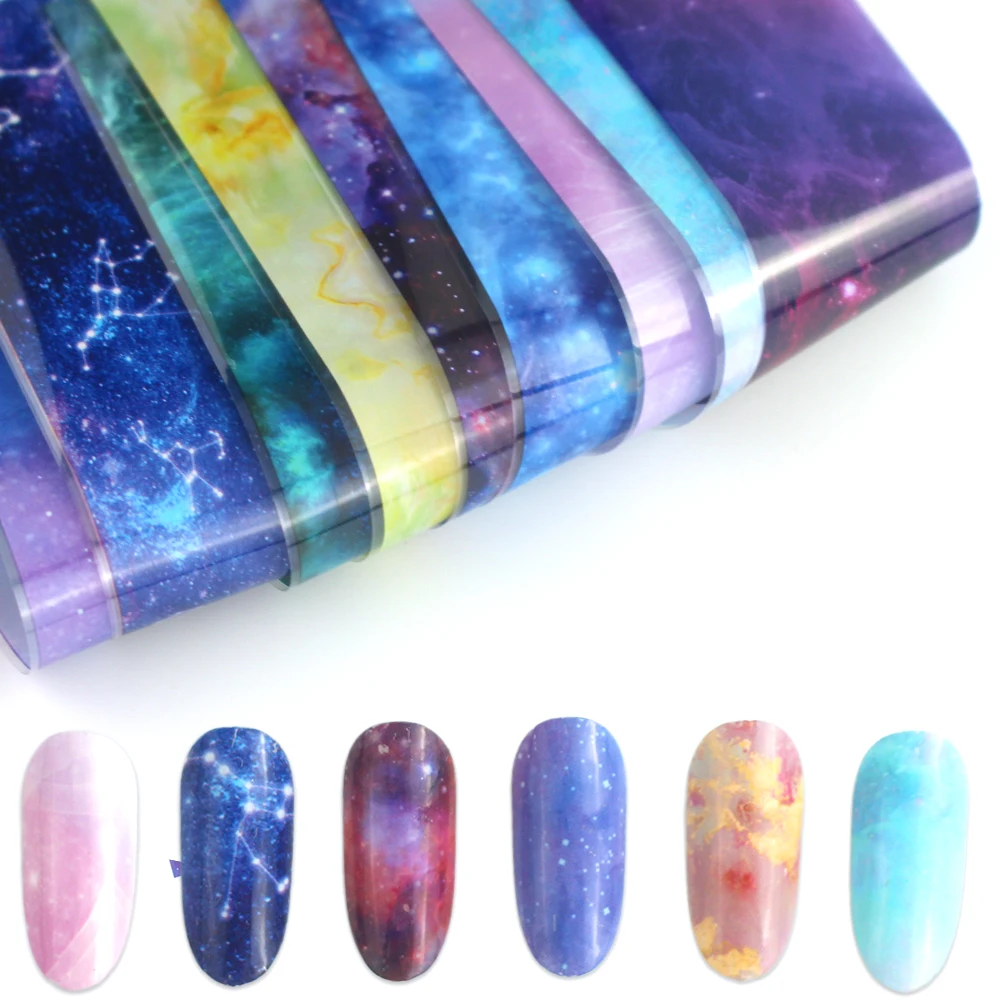 

10Pcs Nail Foil Set Transfer Nails Stickers Art Holographic Decal Slider Mix Sky Design DIY Manicure Decoration