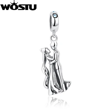 

Real 925 Sterling Silver Lover Dancing Charm Beads With CZ Fit Original WST Bracelet Pendant Authentic DIY Jewelry Gift