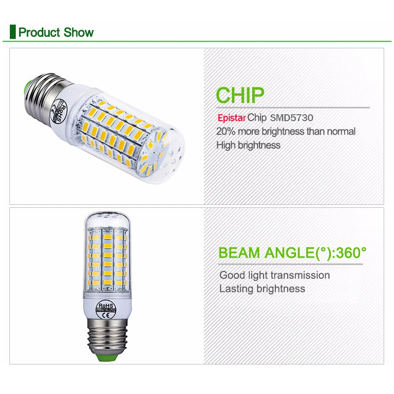 Светодиодный индикатор E27 светодиодный свечки 220 V светодиодный E14 кукурузы лампы 5730 24 36 48 56 69 72 светодиодный s энергосбе