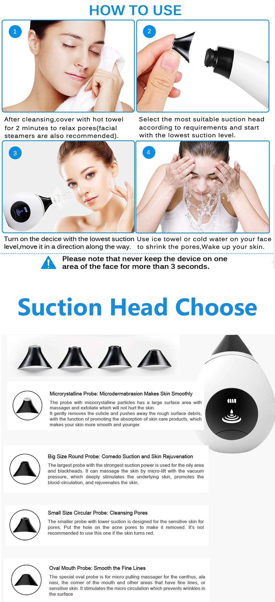 Vácuo dos Poros Ferramenta de Limpeza Máquina de Sucção a Vácuo Noily Cravo Remover Acne Pimple Remoção Rosto Facial Dermoabrasão Diamante 10 Utensílios de cuidado facial