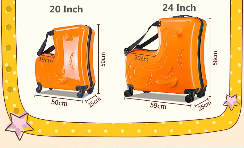 ZYJ Kids Riding Trojanl Luggage Hot Boys Girls Travel Trolley Alloy Children Sitting Rolling Luggage Suitcase Spinner Wheels (6)