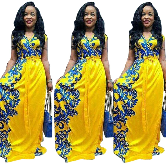 Wholesale 2016 new fashion women summer dress v-neck maxi long dress novelty print dresses YJ7087 Buy Cheap 2016 new fashion women summer dress v-neck maxi long dress novelty print dresses YJ7087