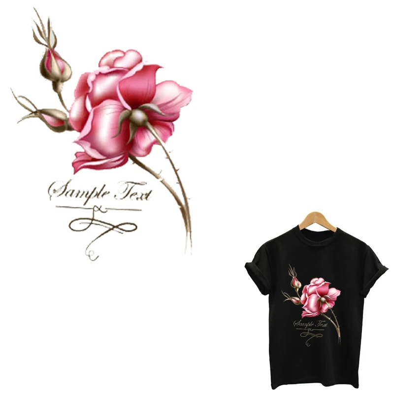 

Hot ironing applications for clothing Rose flower patch iron on patches stickers stripes for clothes application of one another