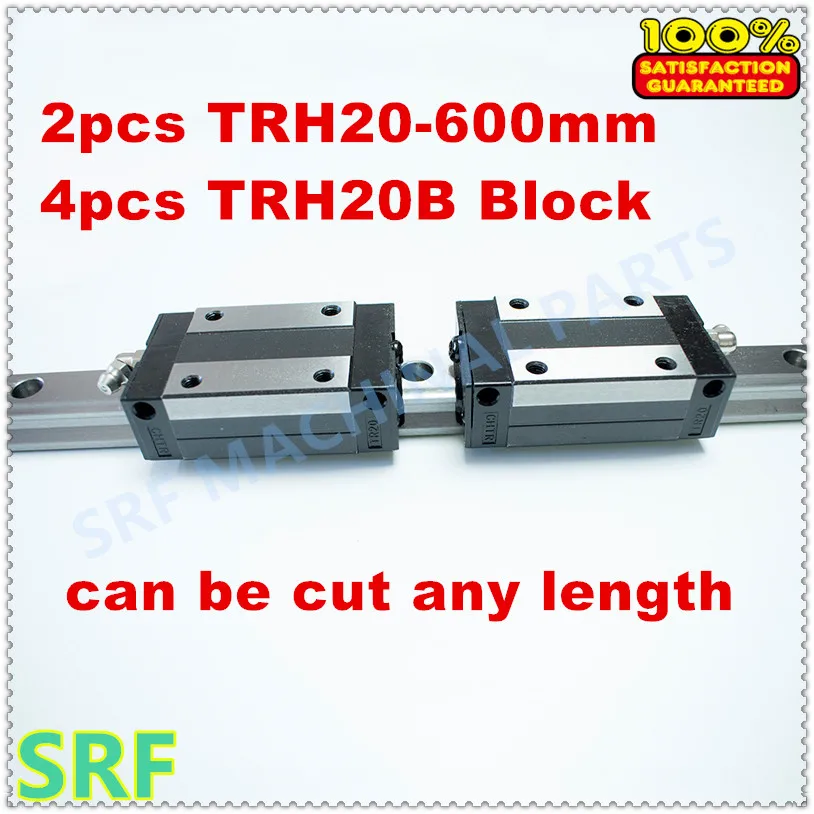 

High Precision 2pcs Linear rail 20mm TRH20 L=600mm Linear Guide Rail+4pcs TRH20B Pillow block for cnc