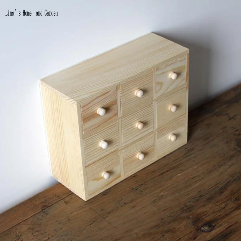 Mini Storage Drawers,primitive pine wood mini storage drawers (3)