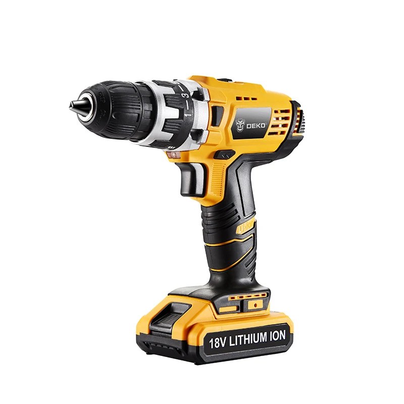 

DEKO GCD18DU2 18V DC Lithium-Ion Battery Cordless Drill/Driver Power Tools Screwdriver Electric Drill with Battery Included