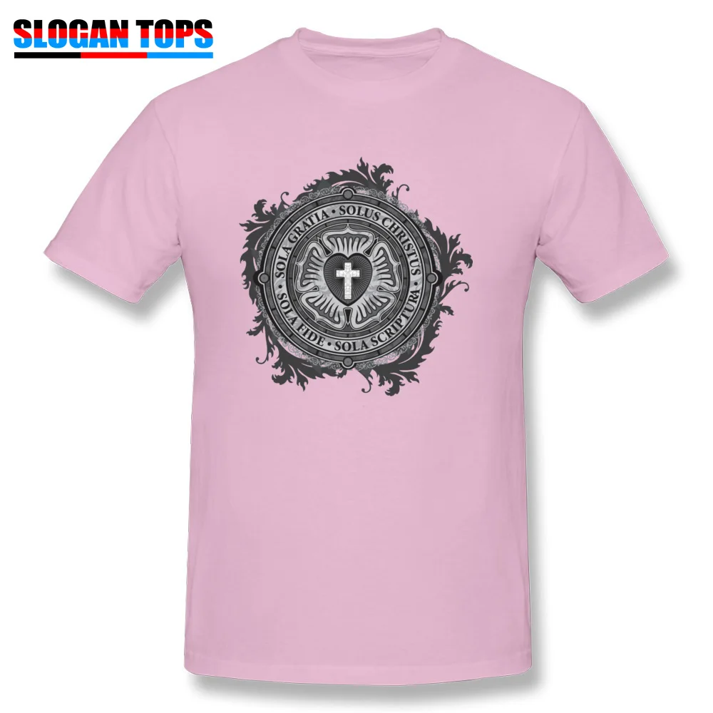 Fashionable Men Tops Shirt Casual Normal T Shirts 100% Cotton Short Sleeve Personalized Tops & Tees Round Neck Luther Rose Christian Luther Seal 11595 pink