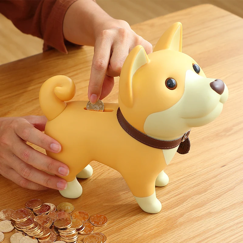 2017 New Puppy Piggy Bank Plastic Dog Money Saving Coin Box Animal