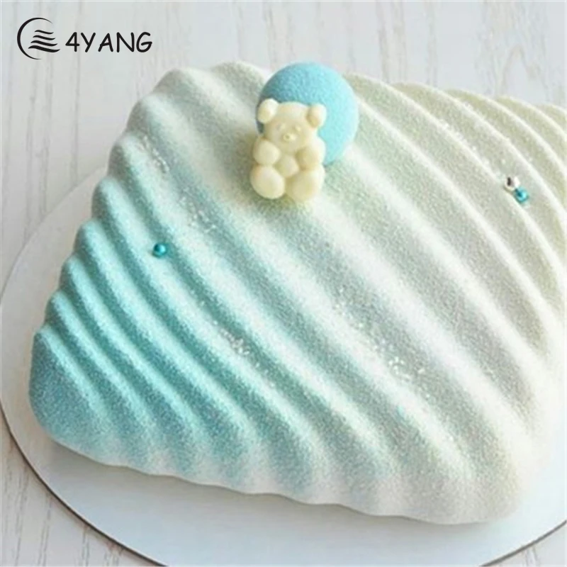 

4YANG Square Stripe Shaped Silicone Chocolate Mousse Cake Mold Fondant Ice Cream Pudding Tray Pastry Confectionery Baking Dish