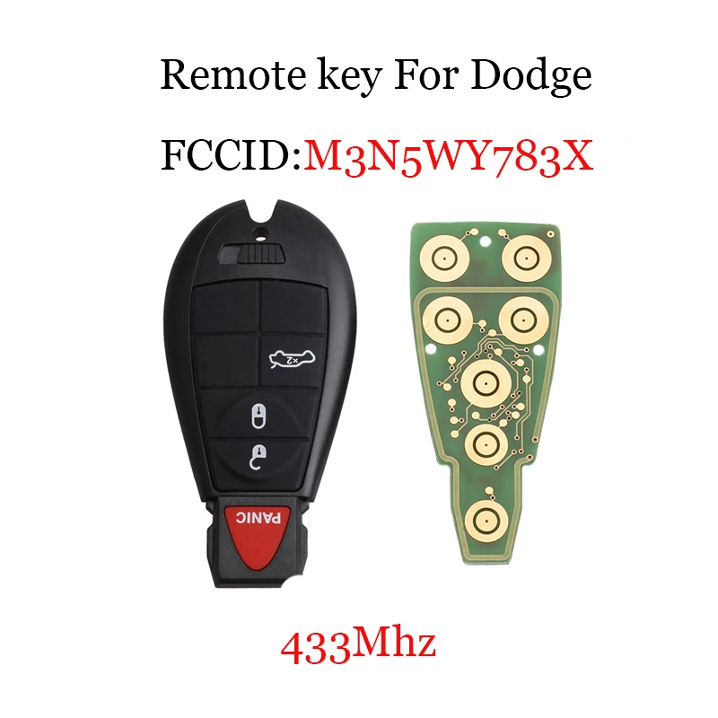 

4 Buttons 433Mhz Car Key Fob Keyless Entry Remote Key for Jeep Dodge Chrysler Fobik Uncut Y160 Blade chip7941 M3N5WY783X