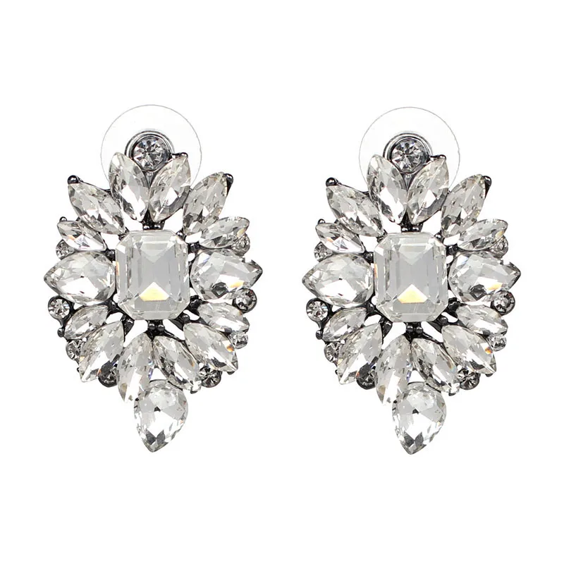 

High quality crystal push back trendy white/black/multi colors water drop shiny customized delicate earrings FASHIONSNOOPS
