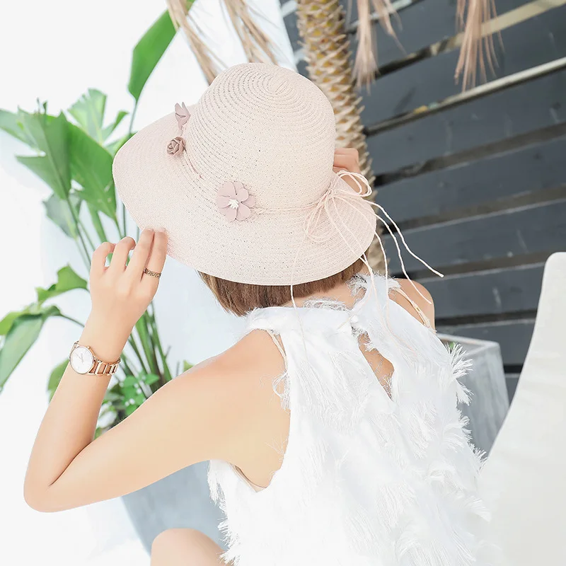 Корейская версия соломенной шляпы пляжные шляпы женские летние морские Досуг Дикий солнцезащитный козырек Праздничная Солнцезащитная шляпа женские летние шапки Кепка