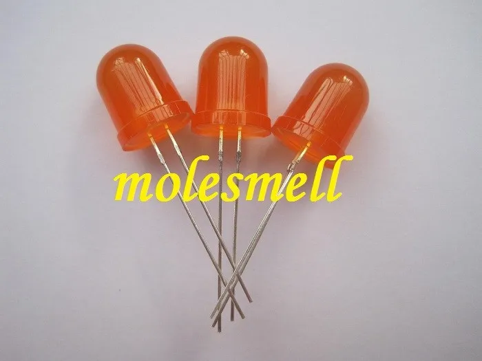 100 pces 10mm difuso laranja conduziu a