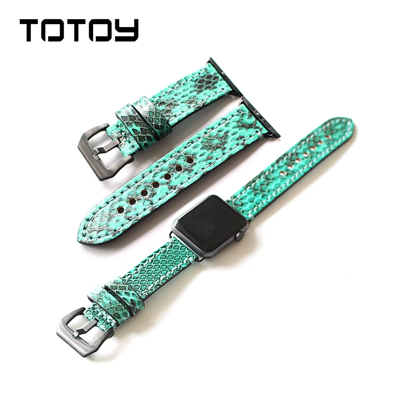 

TOTOY FOR Apple Watch Watchbands,Natural Python Leather Strap Handmade Leather Watchbands, 42MM 38MM,Fast Delivery