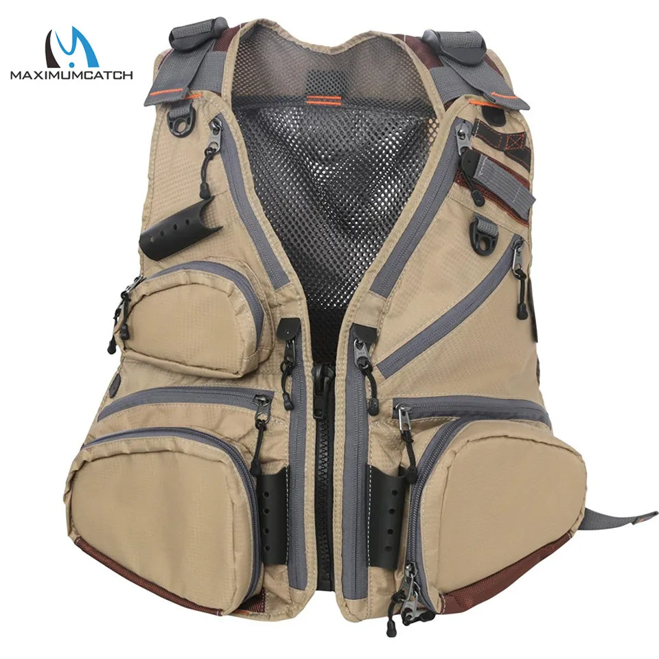Maximumcatch New-Tech Fly Fishing Vest Pack Adjustable Mesh Vest Jacket  Multi-function Pocket Outdoor