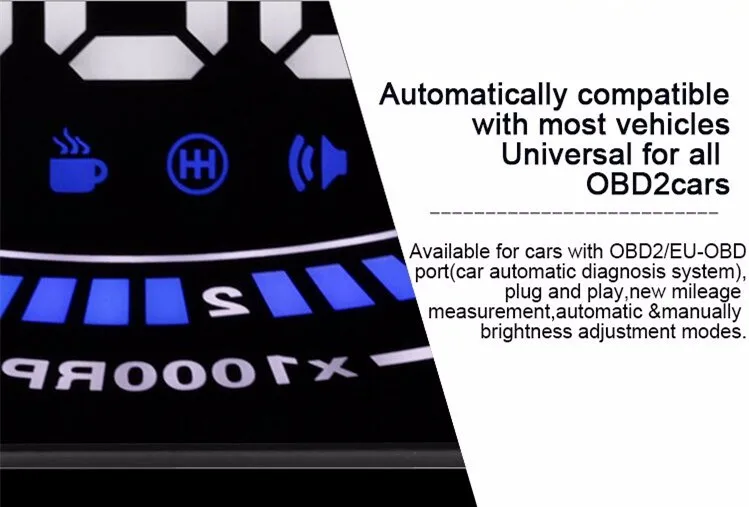E300 OBD2 HUD Дисплей на голову Авто Компьютер скорость расход топлива метр головное оповещение о превышении скорости