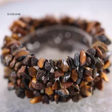 Free Shipping Fashion Jewelry Stretch Gold Tiger’s eye Weave Chip Bracelet 7″ 1Pcs H058