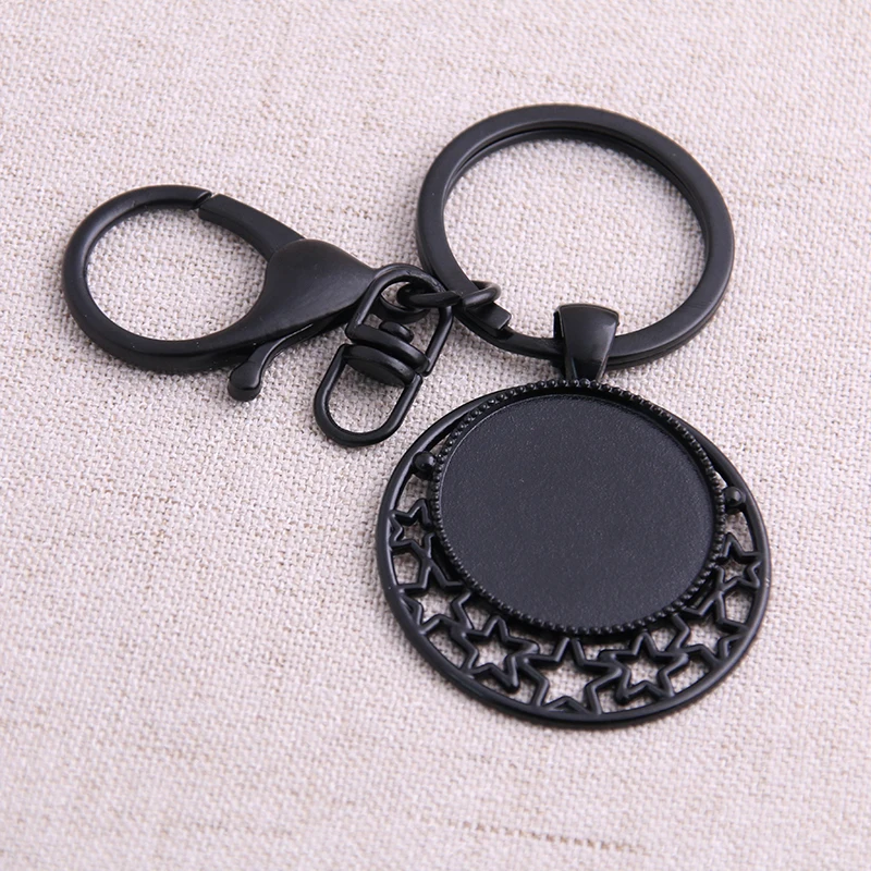 

1pcs 20-40mm Round Black Cabochon Settings Metal Keyring Accessories Diy Blank Zinc Alloy Base Trays For Key Chain