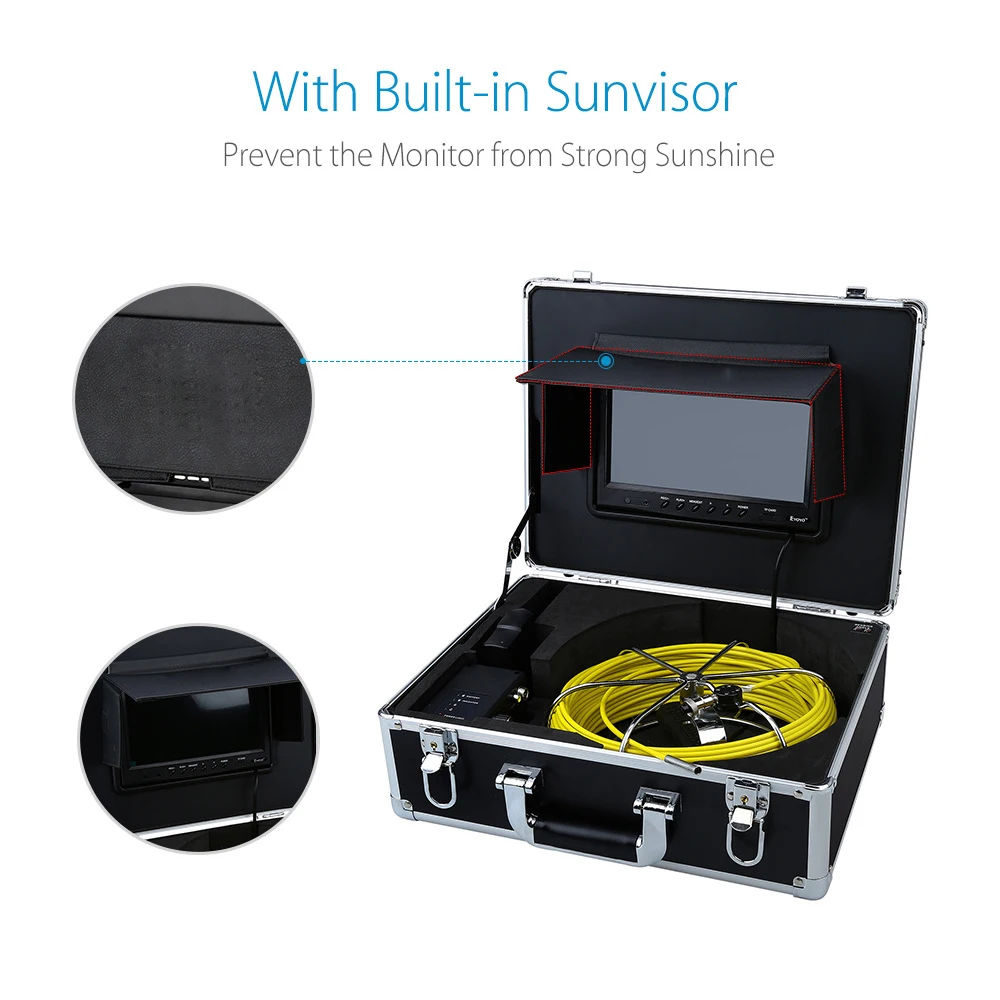  WP90C 6.5mm camera 20m cable Sewer Endoscope camera Kitchen sewer check yellow cable with suitcase  - 32816308091