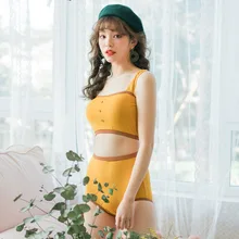 Женский купальный костюм для дома, женский купальный костюм, пляжная одежда, плавки для женщин, корейский однотонный купальник из спандекса