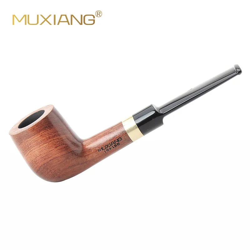 RU MUXIANG straight rosewood Tobacco smoking Pipes with glod ring 9mm