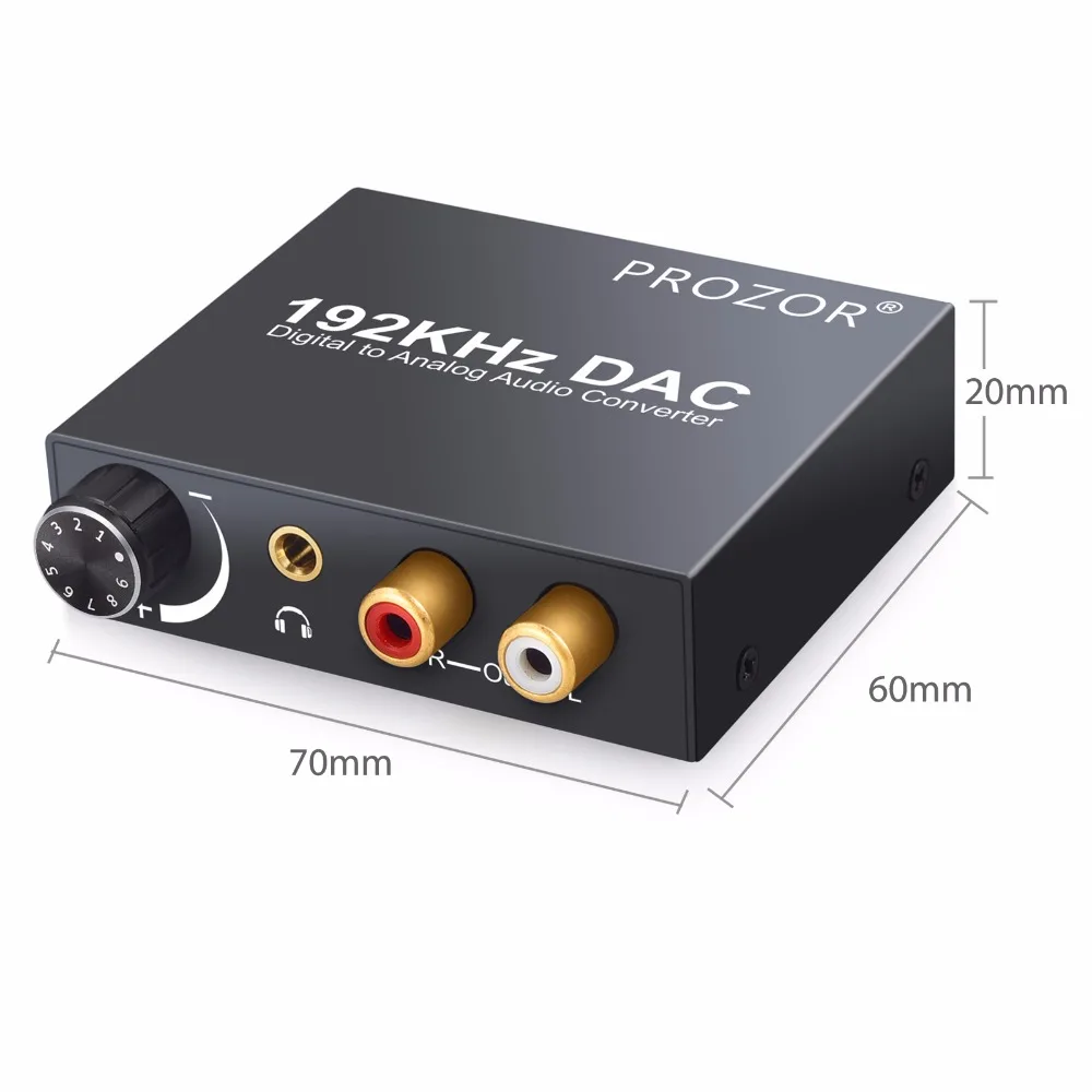  192kHz DAC Converter Digital Optical Coaxial Toslink to Analog L/R RCA 3.5mm Jack Audio Converter A