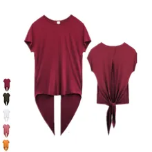 Йога топ, футболка быстросохнущая полиэстер Рубашка с короткими рукавами Спортивная рубашка для Для женщин пикантные тренировки Фитнес тренажерный зал, йога износа