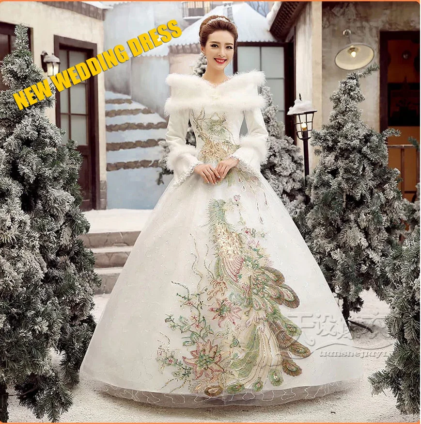 Good Quality New Arriva Phoenix Embroidery Wedding Dresses Winter
