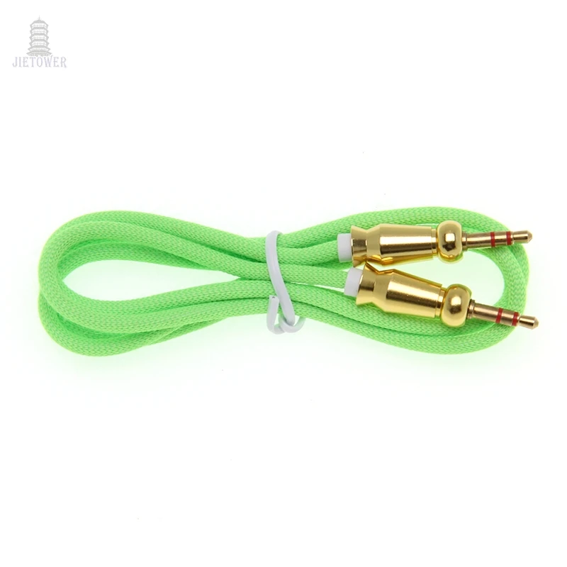 100pcs Audio Jack 3 5 mm Male to Male Cloth Round gourd Audio Aux Cable For iPhone Car Headphone Speaker Wire Line Cord cheap