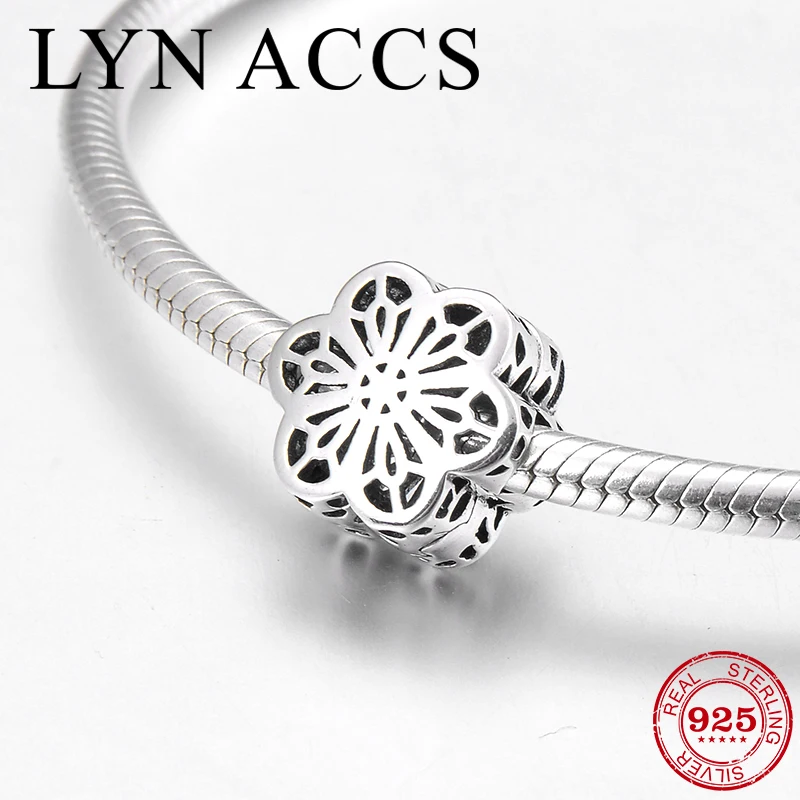 

100% Authentic 925 Sterling Silver Hollow out flower fine clips Lock Beads Fit Original Pandora Charm Bracelet Jewelry making