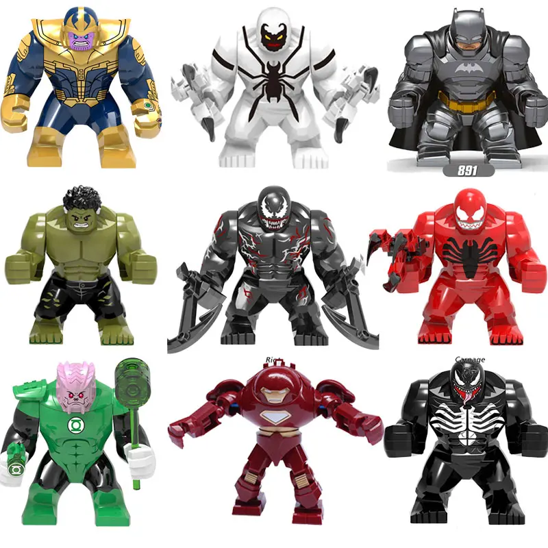 Big Size Marvel Venom Hulk Figures Riot Carnage Obsidian Green Lantern Building Blocks Toy Compatible with Legoing For Children