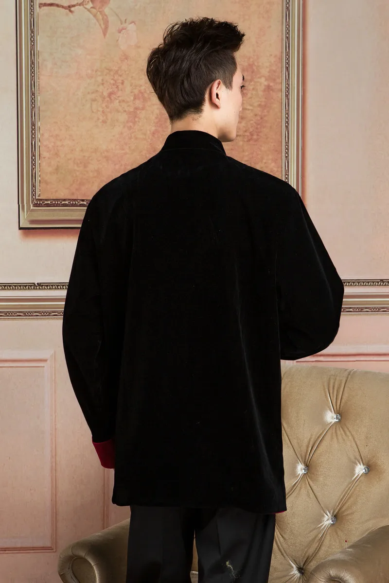 Новый бренд с обеих сторон Китайский традиционный мужской велюр вышивка кунг-фу куртки пальто M L XL XXL 3XL MTJ2015030