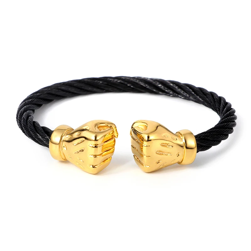 

Vintage Cuff Fist Cable Wire Bangles Bracelets Fashion Jewelry Gift Accessories Men Cuff Punk Gold Color Charm Bracelets
