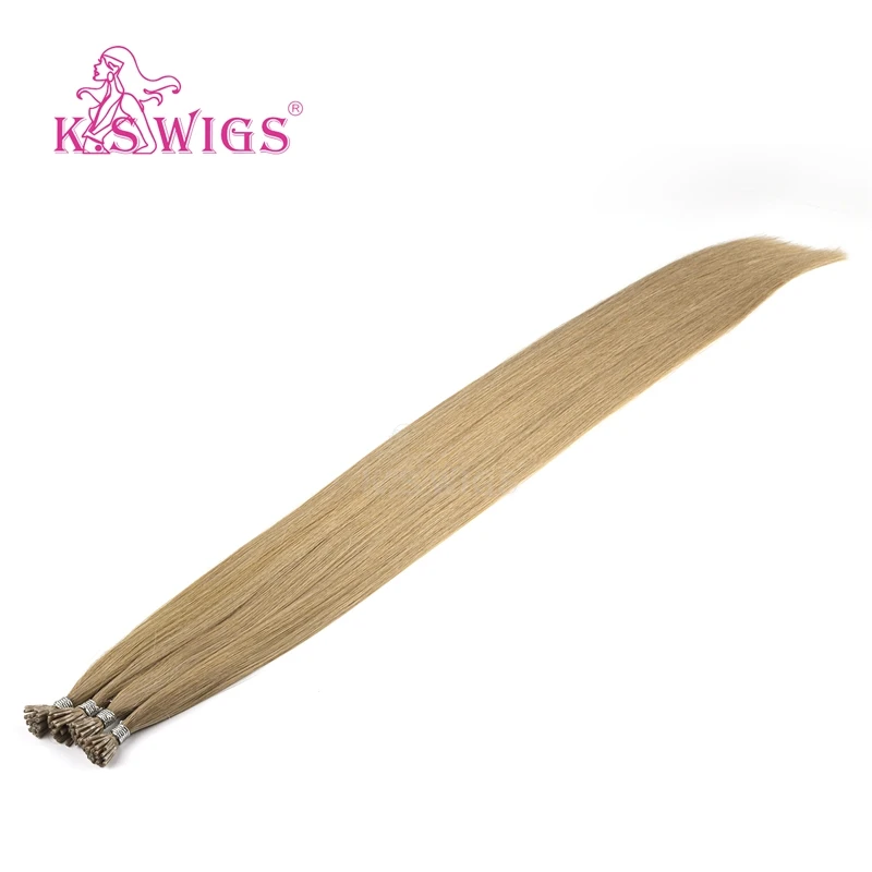 K.S парики с двойным нарисованным I Tip человеческие волосы для наращивания прямые предварительно скрепленные волосы remy 20 ''28'' 1 г/локон