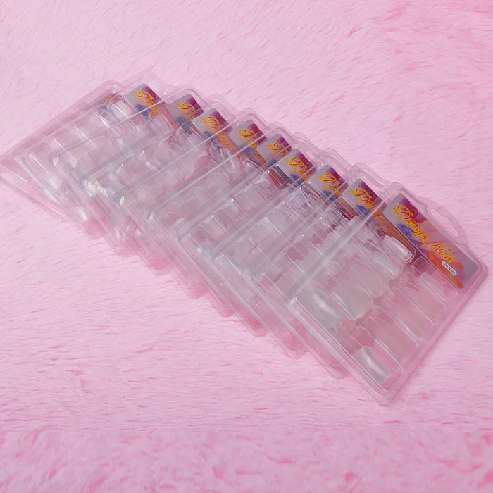 100 шт блистерная упаковка, прозрачные кончики для ногтей, накладные акриловые кончики для дизайна ногтей