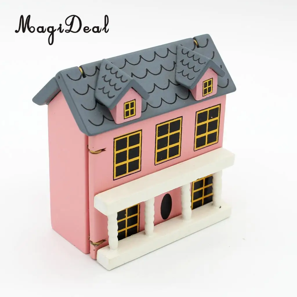 MagiDeal 1/12 Scale Mini Dollhouse Miniatures Villla Wood House Model for Bedroom Livingroom Decor Children Pretend Play Toy