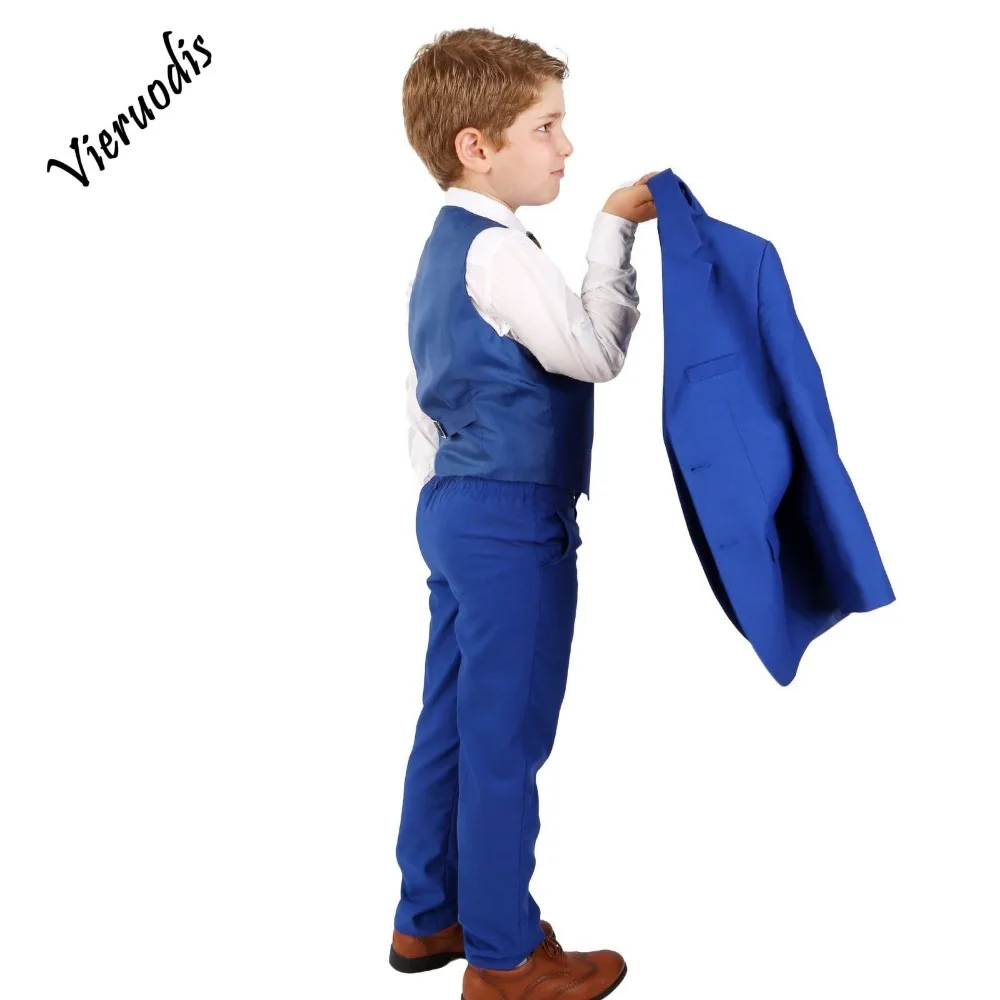 Page мальчик Королевский синий костюм итальянский Свадебный Выпускной из 3 предметов для мальчиков Saks синие костюмы