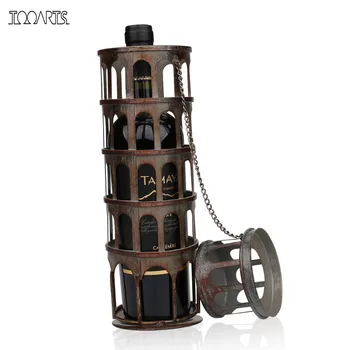 

Tooarts The metal tower wine rack Wine rack with practical and beautiful appearance Practical ornament Handicraft